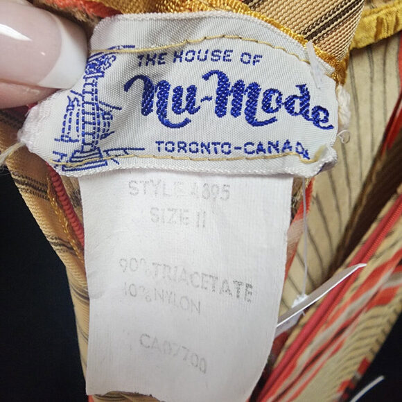 Vintage Nu Mode Red & Brown Maxi Dress Size S - Picture 9 of 10